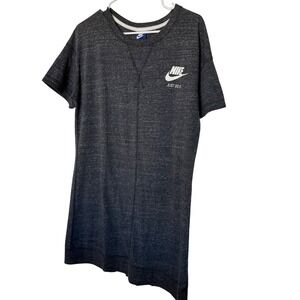 Nike Womens Sportswear Gym Vintage T-Shirt Dress Charcoal Heather 883737-060 L